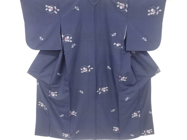 JAPANESE KIMONO / TSUMUGI / WOVEN FLOWER & BUTTERFLY